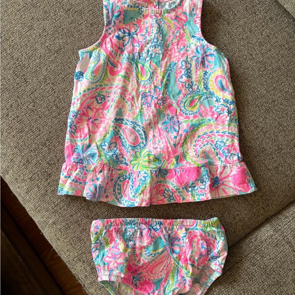 Lilly Pulitzer Claudia infant dress and bloomers